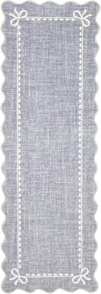 GarveeHome Scalloped Bow Rug for Living Room, Solid Grey Rug for Dorm, Washable - Image 4