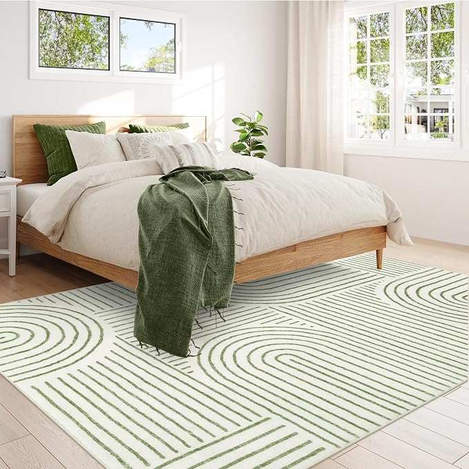 Lahome Abstract 8x10 Rugs for Living Room, Soft Green 8x10 Area Rugs for - Image 5