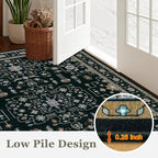 Round Area Rug for Living Room: 4 ft Washable Vintage Boho Soft Thin Circle Rug - Image 8