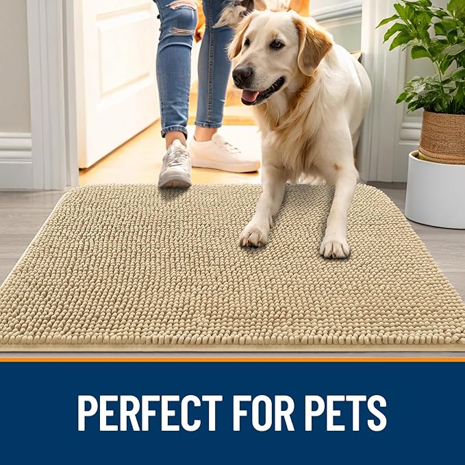OLANLY Dog Door Mat for Muddy Paws 40x24, Absorbs Moisture and Dirt, Absorbent - Image 6