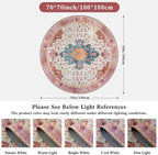 Moynesa Ultra-Thin Washable Round Rug - 6ft Pink Large Living Room Circle Area - Image 2