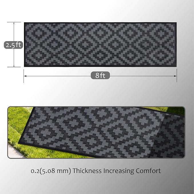 SAND MINE Waterproof Outdoor Rug, Plastic Reversible Rug, Modern Area Rug - Image 2