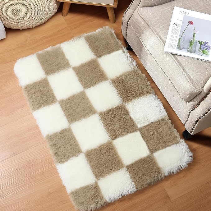 KICMOR Small Beige and Cream White Area Rugs - Image 3