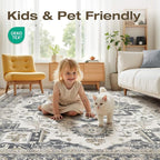 10x12 Washable Area Rugs for Living Room, Large Rug Non Slip Backing Vintage - Image 3
