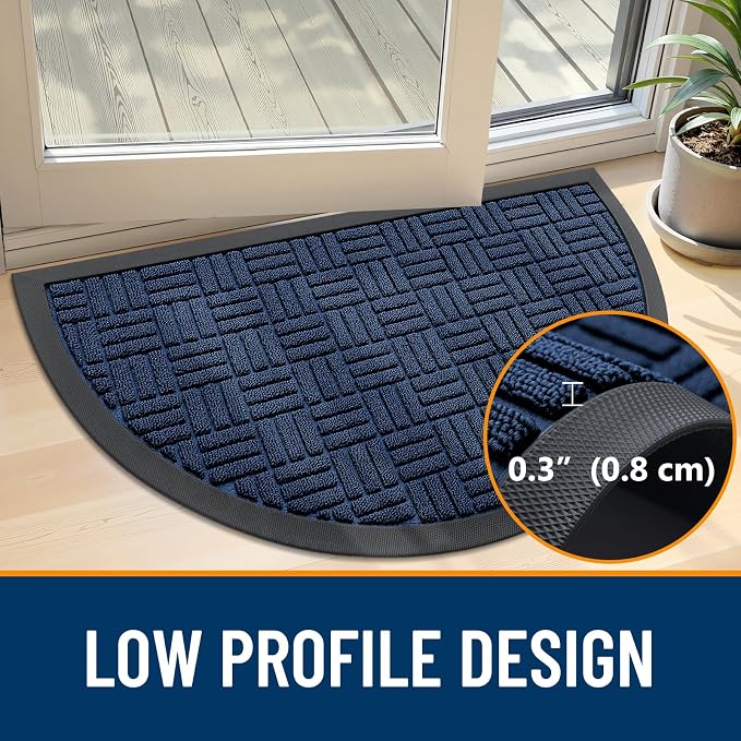 OLANLY Half Circle Door Mat Outside Entrance 29.5x17, Heavy Duty Sturdy Natural - Image 4