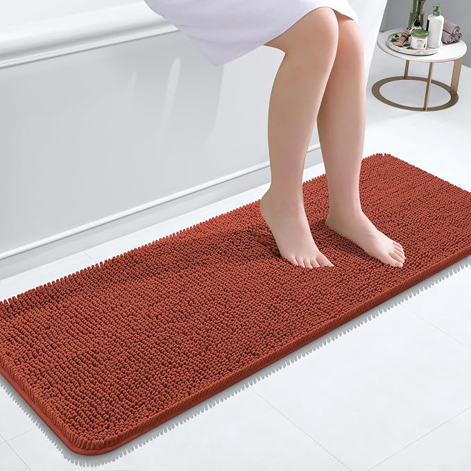OLANLY Bathroom Runner Rugs 47x17, Soft Absorbent Chenille Bath Rugs, Rubber by OLANLY