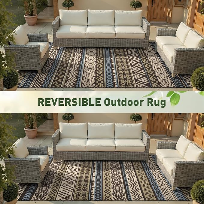 MontVoo Outdoor Rug Carpet Waterproof-Patio Rug Mat 8x10 Reversible RV Outdoor - Image 9