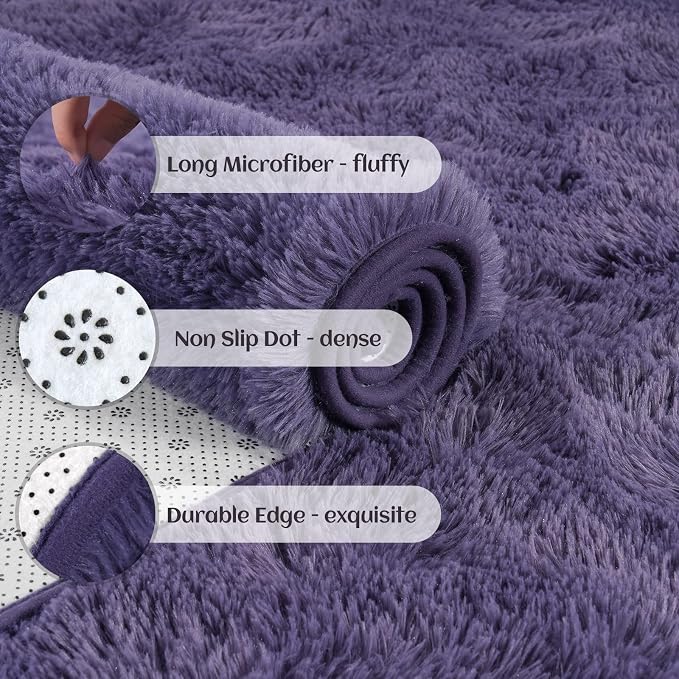 YJ.GWL Fluffy Runner Rugs for Bedroom Living Room Soft Shag Rug 2x6 Feet - Image 4
