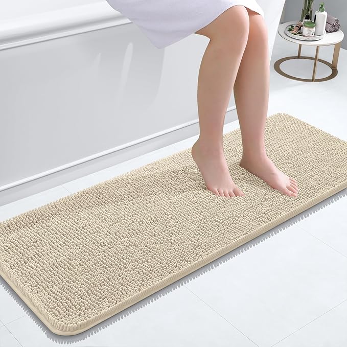 OLANLY Bathroom Runner Rugs 47x17, Extra Soft Absorbent Chenille Bath Rugs by OLANLY