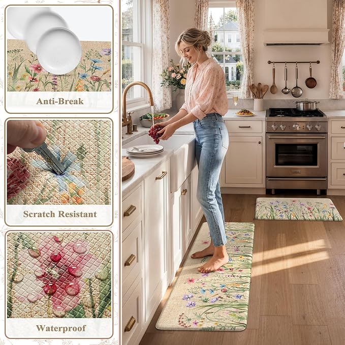 KIMODE Anti Fatigue Kitchen Mat, Farmhouse Kitchen Floor Mats Non-Slip Cushioned - Image 6