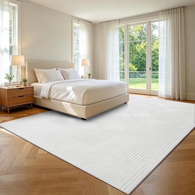 Pauwer 9x12 Washable Area Rugs for Living Room Modern White Solid Color Soft - Image 9