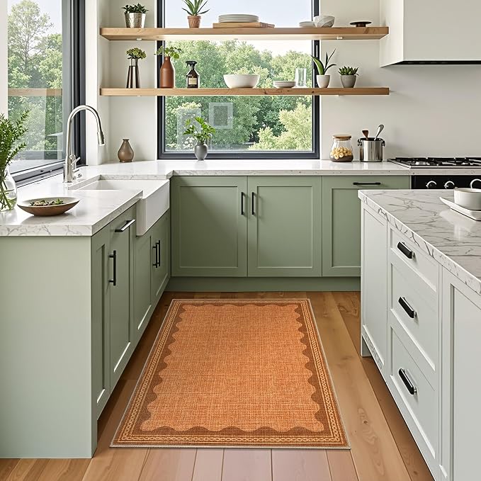 GarveeHome Scalloped Orange Door Mat Indoor Rugs - Image 4