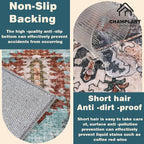 CHAMPLANT Washable Area Rug 8'x10' Red Khaki Retro Boho Design Non-Shedding - Image 4