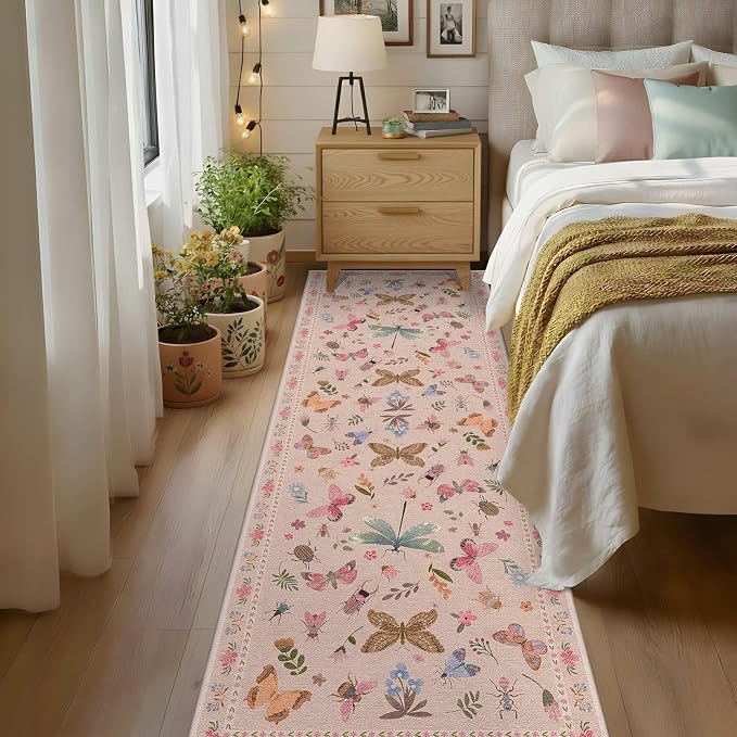 Rugxara 2x6 Floral Runner Rug, Washable Runners - Image 3