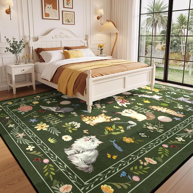 Unirea 6x9 Dark Green Cat Area Rug - Image 3