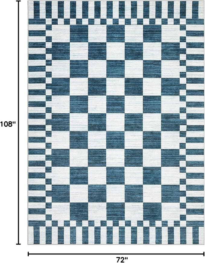GarveeHome Blue and White Checkered Rug 6×9 Area Rugs - Image 2