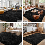 4x6 Area Rugs for Living Room Rug: Soft Fluffy Shag Black Rugs for Bedroom - Image 7