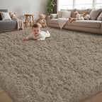 6x9 Area Rug for Living Room:Ultra Soft Fluffy Shag Grey Camel Rugs, Large by Unknown
