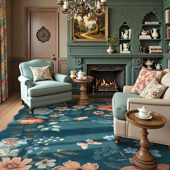 Lahome Floral Washable 6x9 Area Rugs, Soft Bedroom Rug - Image 3