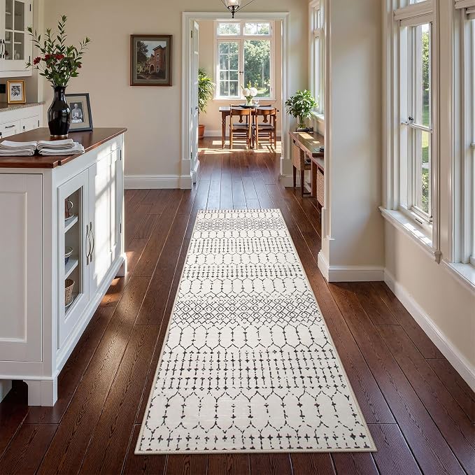 Lahome Moroccan Washable 2x6 Runner Rug, Non-Slip Beige Kitchen Hallway Runner - Image 3