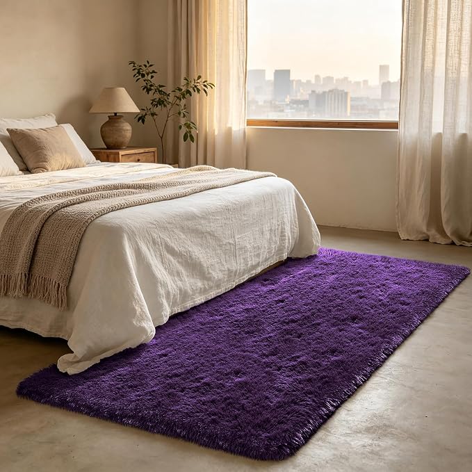 Shag Runner Rug for Bedroom Living Room 2x6 Upgrade Non-Slip Fluffy Soft - Image 3