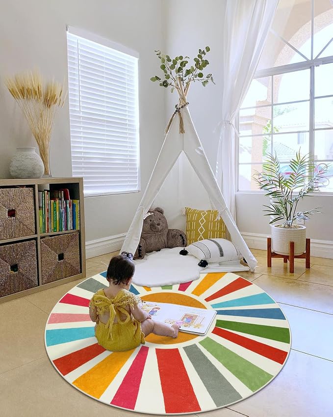 STARUIA Boho Washable Rug 5 Ft Round Area Rug - Image 9