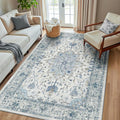 RELEANY Area Rugs 5'x8' Washable Non-Slip, Floral Vintage Distress Medallion by RELEANY