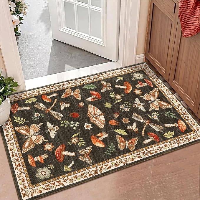 ROYHOME Mushroom Rug Black by ROYHOME