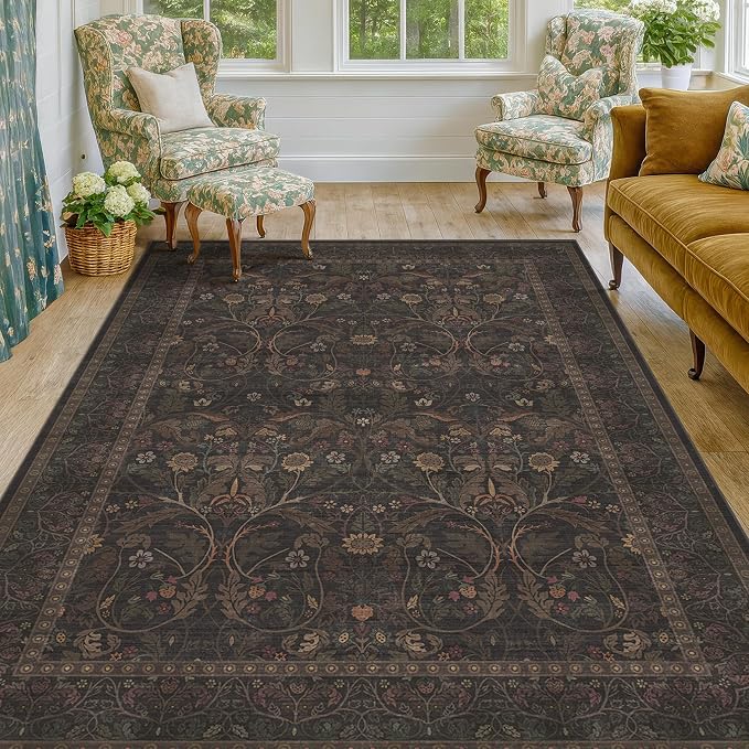 Washable 5x8 Floor Rugs for Living Room, Southwestern Home Office Décor by Evyhood