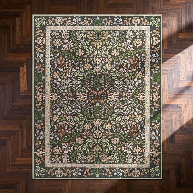 jinchan Zenith Floral 8x10 Area Rugs Soft Low-Pile Living Room Rug Machine - Image 9