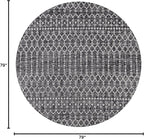 JONATHAN Y Moroccan Geometric Indoor Outdoor Round Area Rug 6 Ft Black/Gray - Image 2