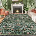 AMTOVO 9x12 Washable Area Rugs for Living Room, Non-Slip&Non-Shedding Floral by AMTOVO
