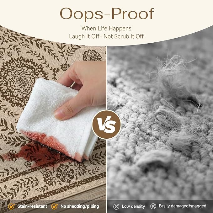 HUGEAR 3x5 Vintage Jute Outdoor Indoor Rug Washable Linen Textured Weave High - Image 4