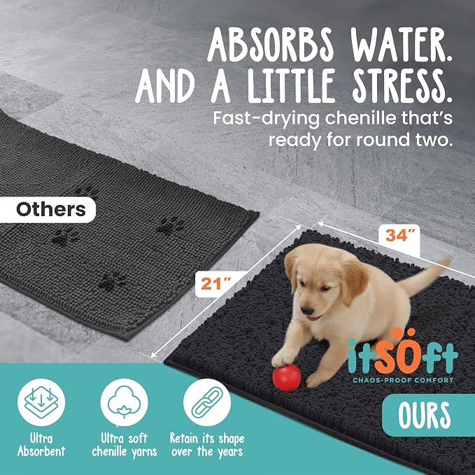 Dog Rugs for Muddy Paws 34x21 | Cleaner Mud Free Floors | Muddy Dogs Mats for - Image 3