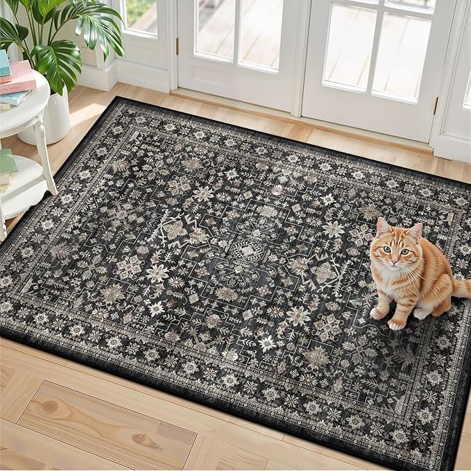 Dark Grey Washable 2x3 Entry Rug, Washable Small Rugs - Image 2