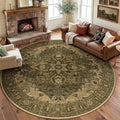 RELEANY Area Rugs Round 8ft Washable Non-Slip, Floral Vintage Distress by RELEANY
