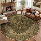 RELEANY Area Rugs Round 8ft Washable Non-Slip, Floral Vintage Distress by RELEANY