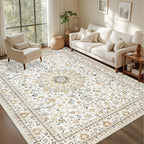 5x7 Area Rugs Living Room Rug: Washable Vintage Boho Rug No Slip Stain - Image 3