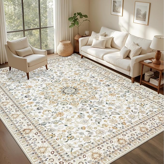 Area Rugs 10x12 Living Room Rug: Washable Rug Soft Vintage Boho Carpet Indoor - Image 2