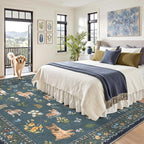 Soalmost Dog 8x10 Area Rugs for Living Room, Machine Washable Animal Floral - Image 4