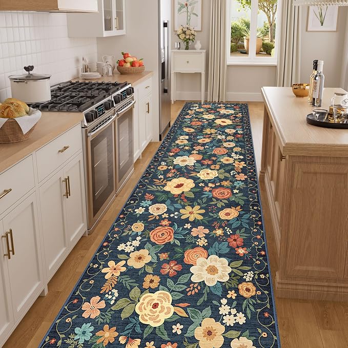 DUKINO 3x12 Washable Runner Rug, Non Slip Soft Floral Hallway Runner Rug - Image 5