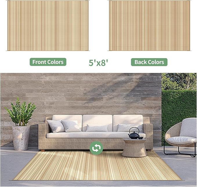 GENIMO Outdoor Rug for Patio Clearance, Lightweight Waterproof RV Camping Mat - Image 4