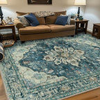 RELEANY Area Rugs 6'x9' Washable Non-Slip, Floral Vintage Distress Medallion - Image 3