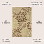 JONATHAN Y Floral Textured Weave Indoor Outdoor Square Area Rug 9X9 Sage/Brown - Image 2