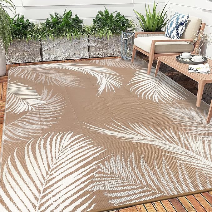 Pauwer Waterproof Outdoor Rug 8x10, Reversible Plastic Straw Patio Camping Rug - Image 7