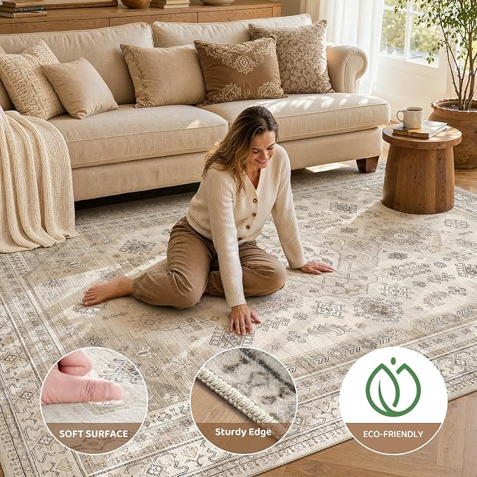 10x12 Washable Area Rug, Large Rugs - Image 2