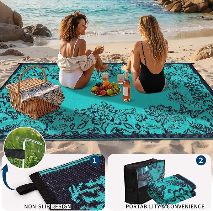 Garvee Outdoor Rugs 9' x 12’ Waterproof Reversible Mats, Large Area Plastic - Image 5