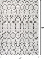 JONATHAN Y Moroccan Geometric Indoor Outdoor Area Rug 5X8 Cream/Black, Ourika - Image 2