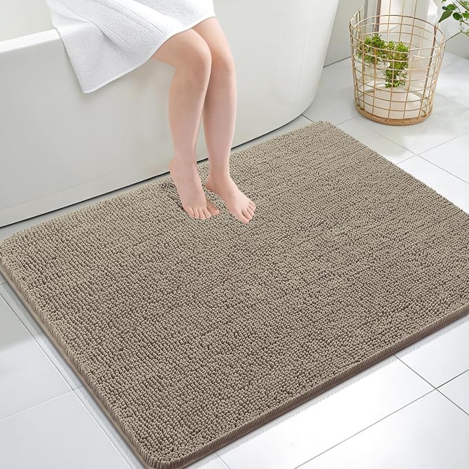 OLANLY Large Bathroom Rugs 40x32, Extra Soft Absorbent Chenille Bath Rugs by OLANLY