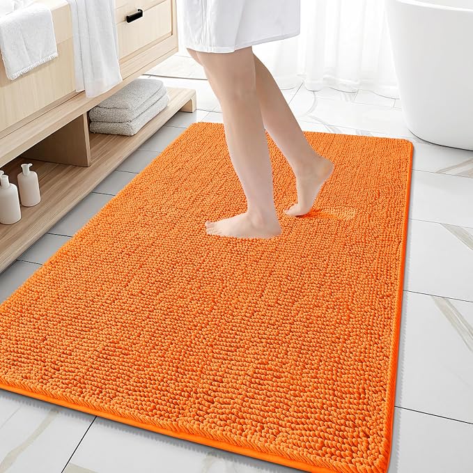OLANLY Large Bathroom Rugs 59x35, Extra Soft Absorbent Chenille Bath Rugs by OLANLY